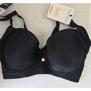 Leonisa Back Smoothing Bra 38D Black Full Coverage Soft 011970 High Profile NEW